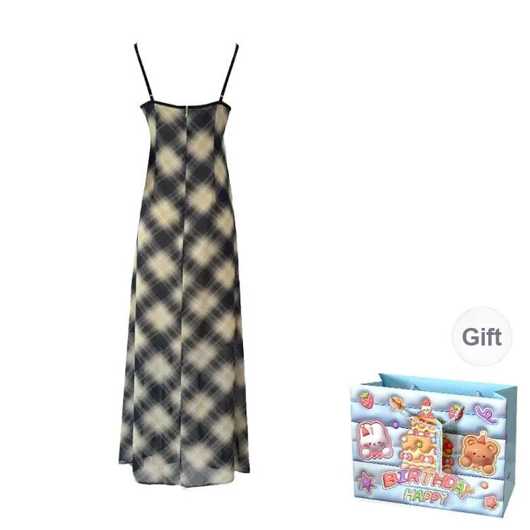 TWOPLUMGIRLS Slip Dress Women's Plaid Skirt-1