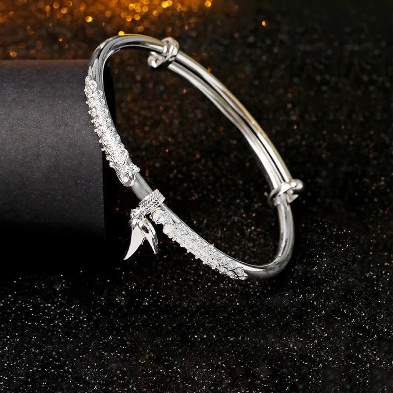 HAOYINFANG 999 Fine Silver Sterling Silver Bracelets Women's-2