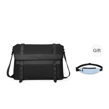 PIERRE CARDIN Nylon Messenger Bag, Crossbody Bag Medium Size Men's Black