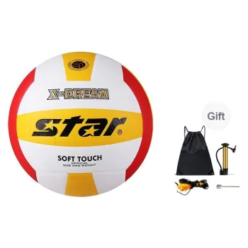 Star Pu Material Size 5 Ball Volleyball Unisex White Red Orange