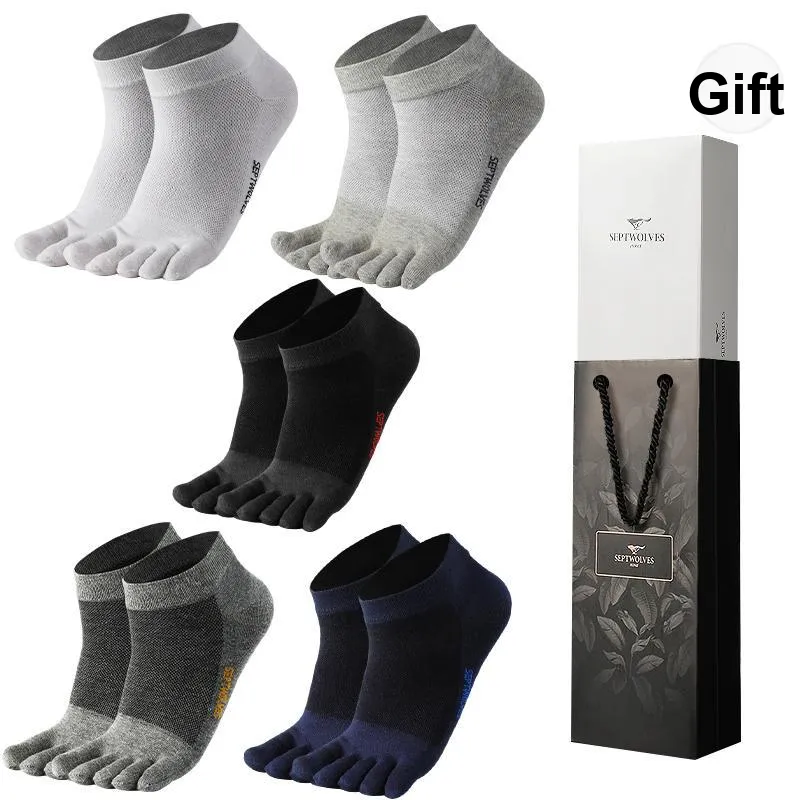 SEPTWOLVES Ankle Socks Men's 5 Pack Gift Box Set+Shopping Bag