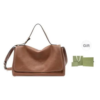 VANESSA HOGAN Top Grain Vegetable Tanned Cow Leather Shoulder Bag Regular Women's Cocoa Red Brown/Obsidian Black