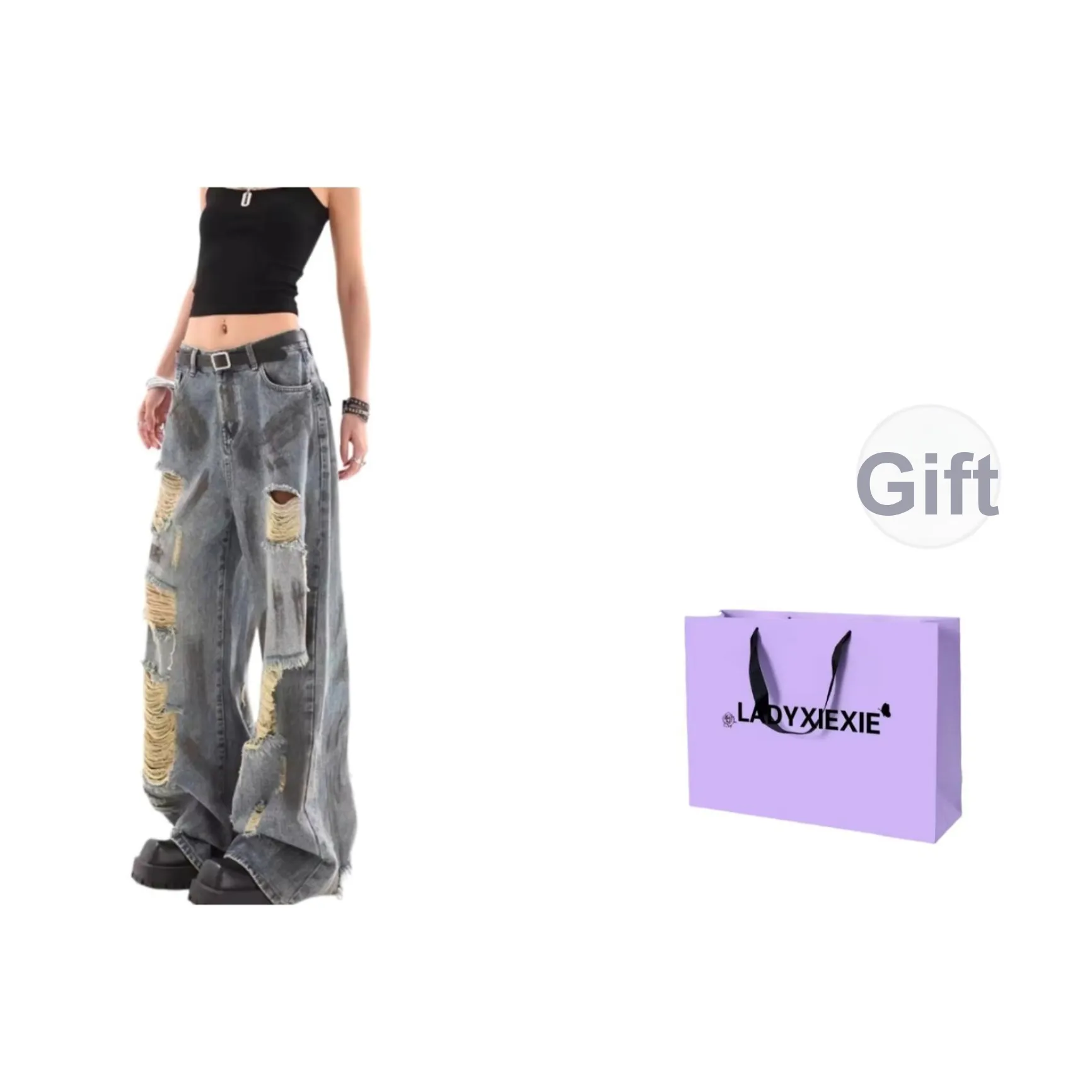 LADYXIEXIE Blue Women's Jeans LADYXIEXIE Синий Женские Джинсы