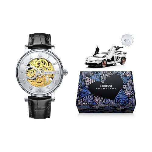 LOBINNI L Мужские часы Механический механизм Коровья кожа Ремешок Часы Мужские часы С циферблатом Skeleton