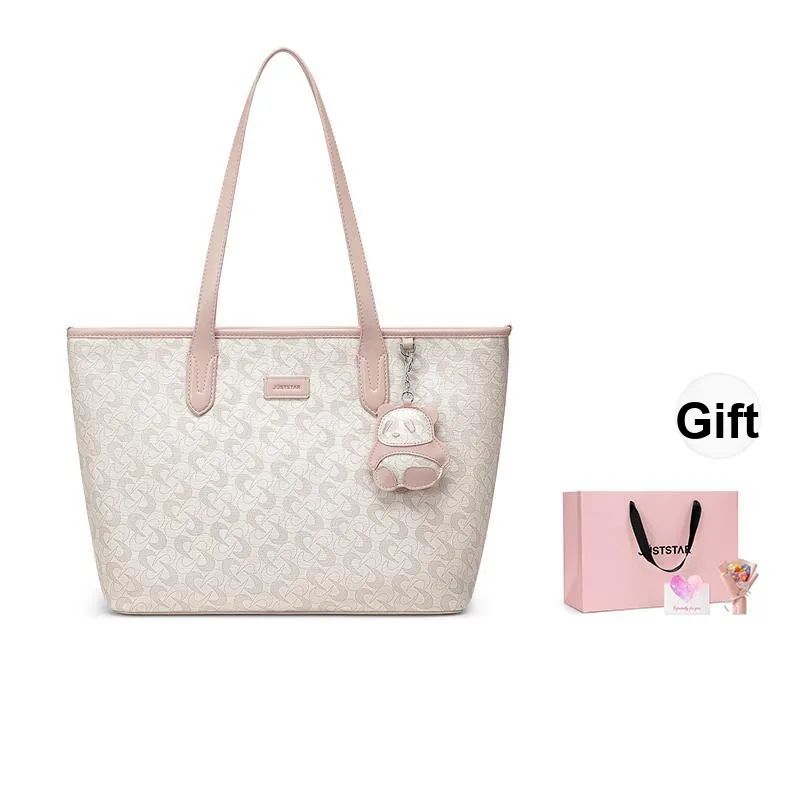 JUST STAR Synthetic Leather Tote Handbag, Shoulder Bag Tubas Women's Brown/Pink/Black