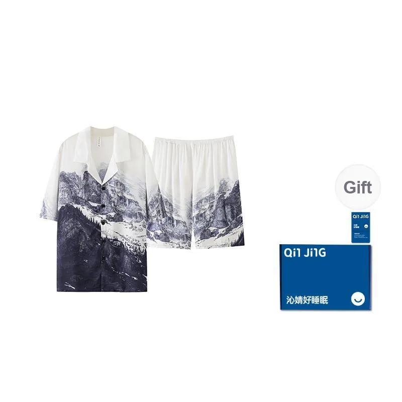 Qin Jing Pajama Set Unisex Ink Wash-2