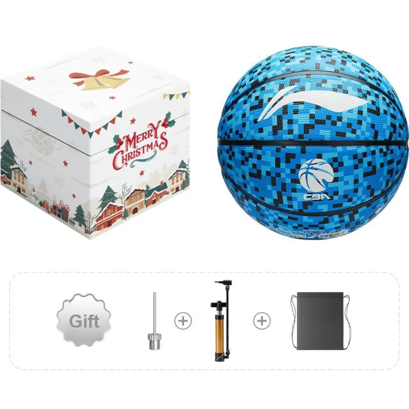 LiNing CBA Collection Rubber Basketball Blue Size 5 Training Match-0