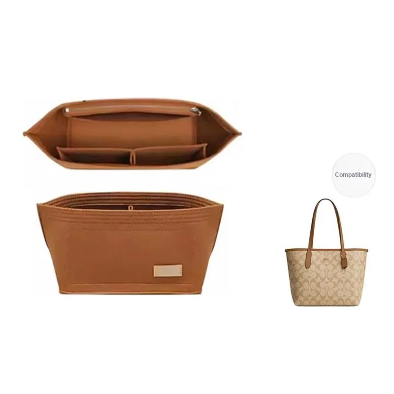 Ingenuity Handmade Felt Artificial Leather Interior Pocket Storage Accessories Bag Strap Women's Beige/Brown-6