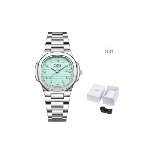 GEDI Кварцевый механизм стальной ремешок женские часы зеленый циферблат
