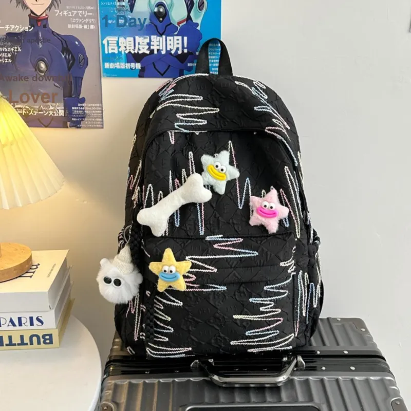 AIBAG Nylon Backpack Unisex White/Black/Yellow/Blue/Pink-8