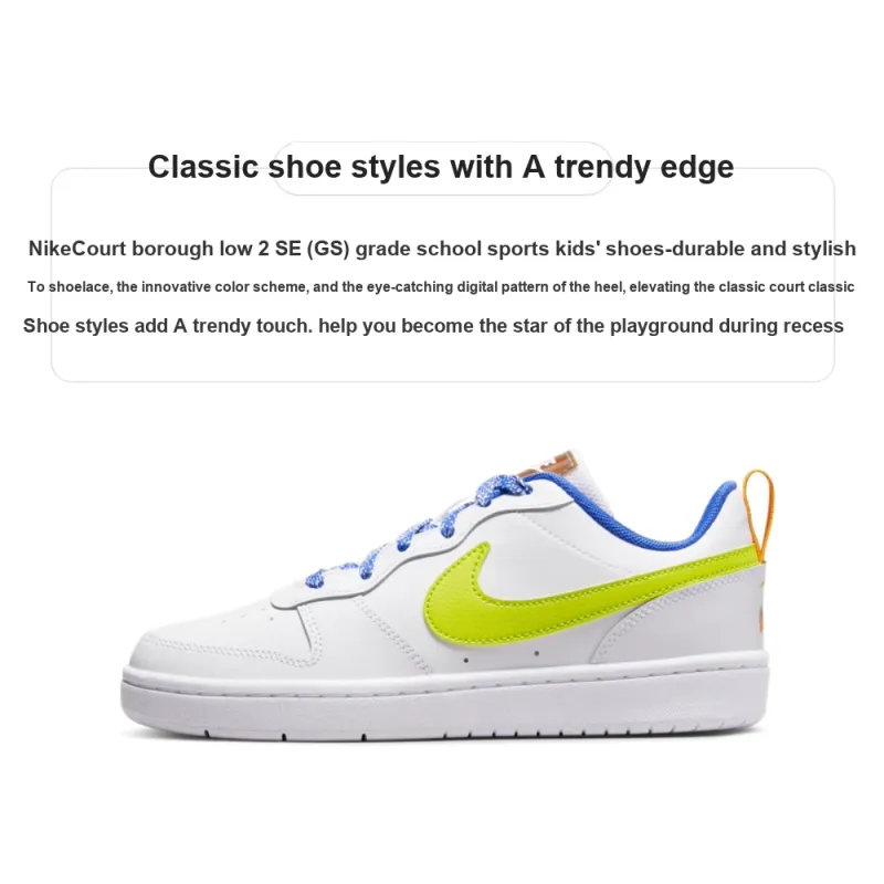 Nike Court Borough Low 2 Low Top Skateboard Shoes White Green Unisex-1