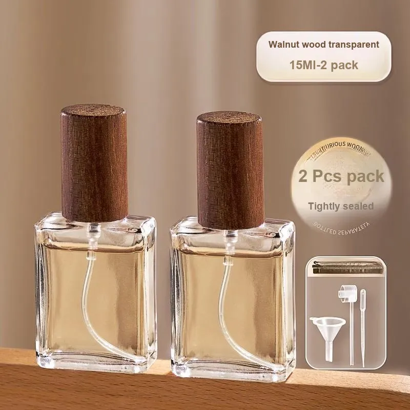 NILIYA Sample Press Bottle Walnut Wood Perfume Bottles With Dividers Glass Empty Bottle-1