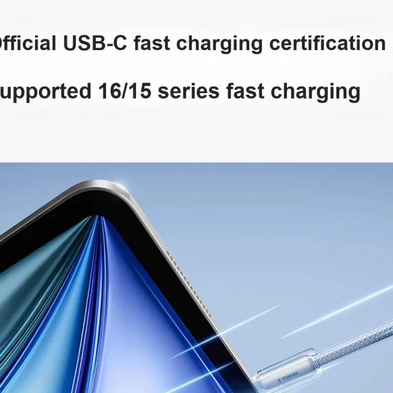 TORRAS Curved Dual C Fast Charging Cable 1.2m/2m One Drag One Type-c To Type-c Wear-Resistant Heat Dissipation Cables-1