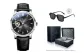 Stainless Steel Black Dial Black Leather Strap