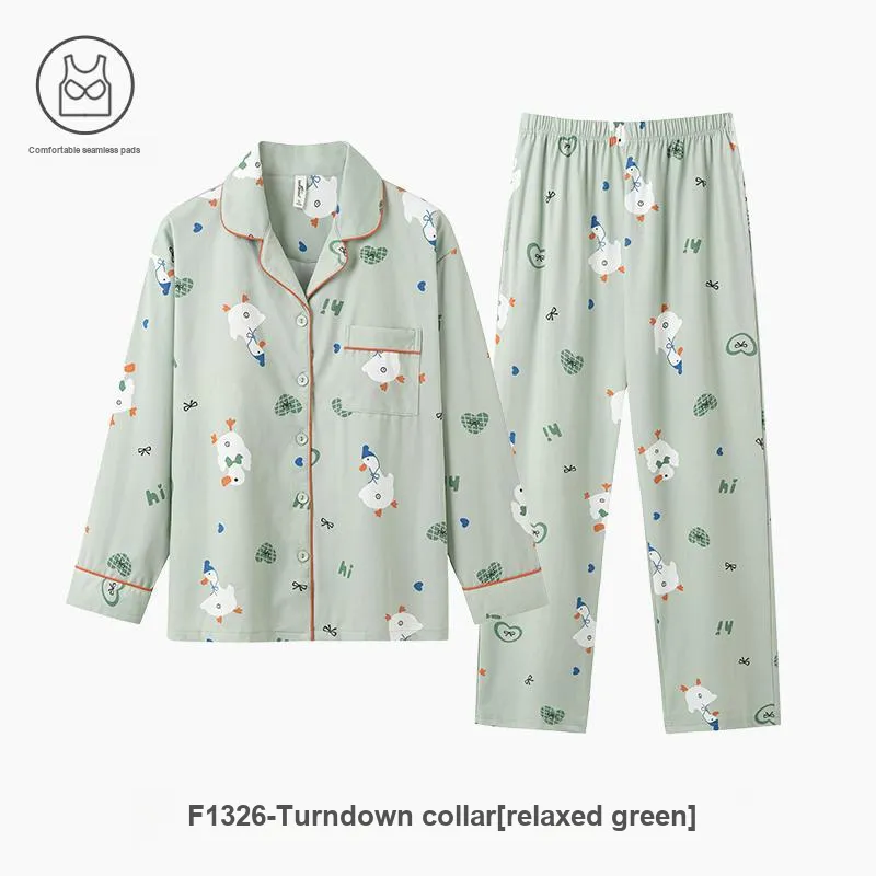 ZAO FU NIAO Pajama Set Women's Relax Green-1