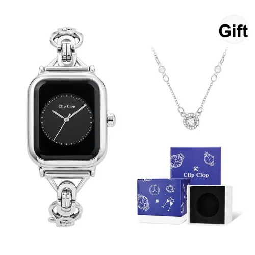 Clip Clop Кварцевый механизм стальной ремешок женские часы белый циферблат