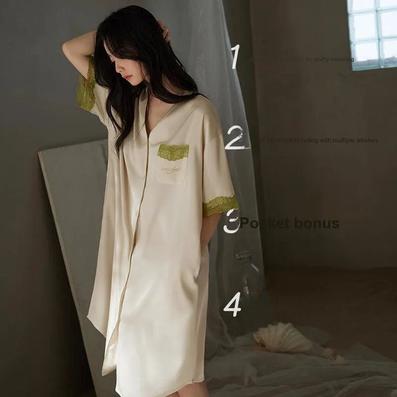 Xuan Liang Nightgown Women's Beige Apricot-2