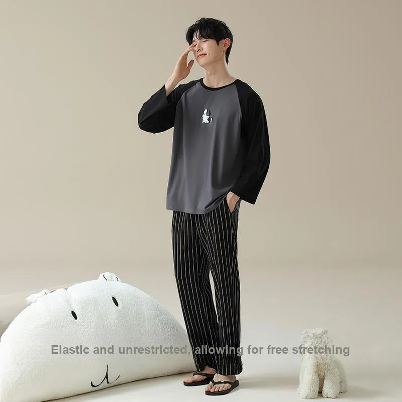 Allenalyson Pajama Set Unisex Gray Black-12