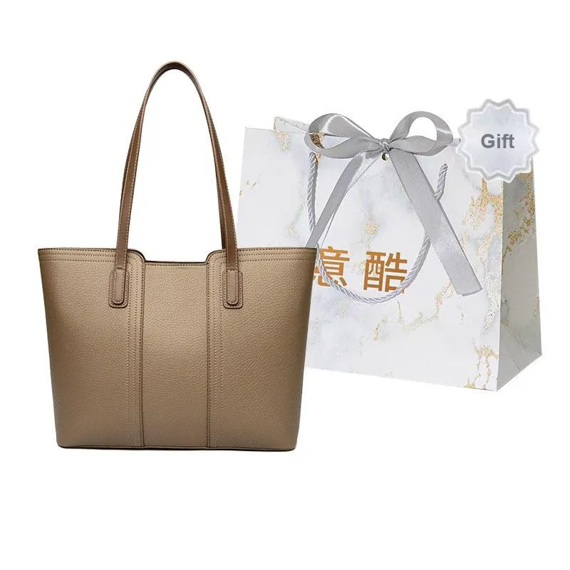 Cool Pu Tote Bag Shoulder Bag Regular Women's Black/Ecru/Khaki-9