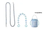 Blue Leather Crossbody Bag 100cm+Cartoon Decorative Chain