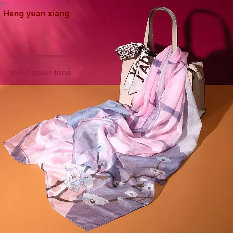 H YXIANG Silk Scarves Women's-14