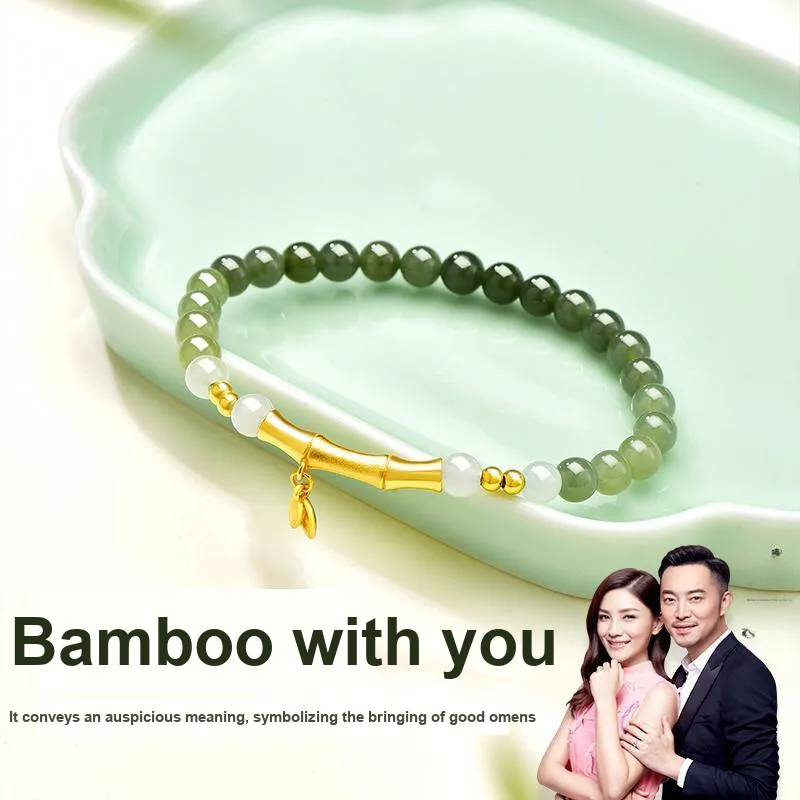 JINLIUFUJIXIANG Hetian Jade Bracelets Pale Greenish White Jade Unisex-6