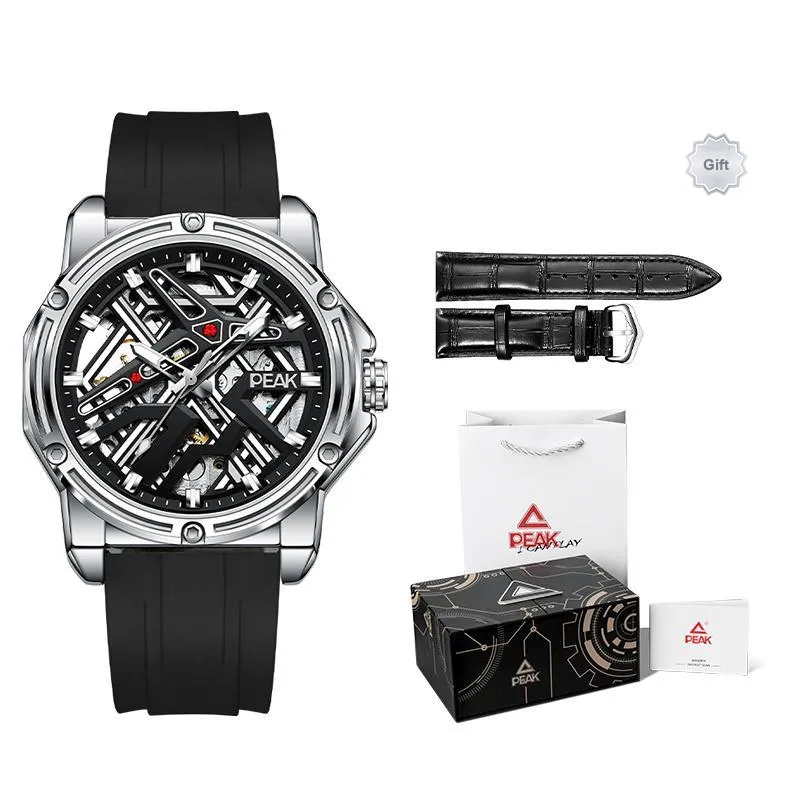 PEAK Pilot Series Mechanical Movement Leather Watch Bands Watch Men's Watches Black Dial-0