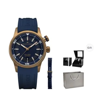 MAURICE LACROIX Automatic Mechanical Movement Men's Watches Watch 42 Blue Dial Bronze Watch Case Rubber Leather Strap