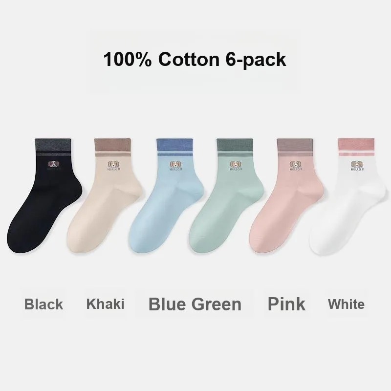 H YXIANG Mid Calf Socks Unisex 6 Pack-5