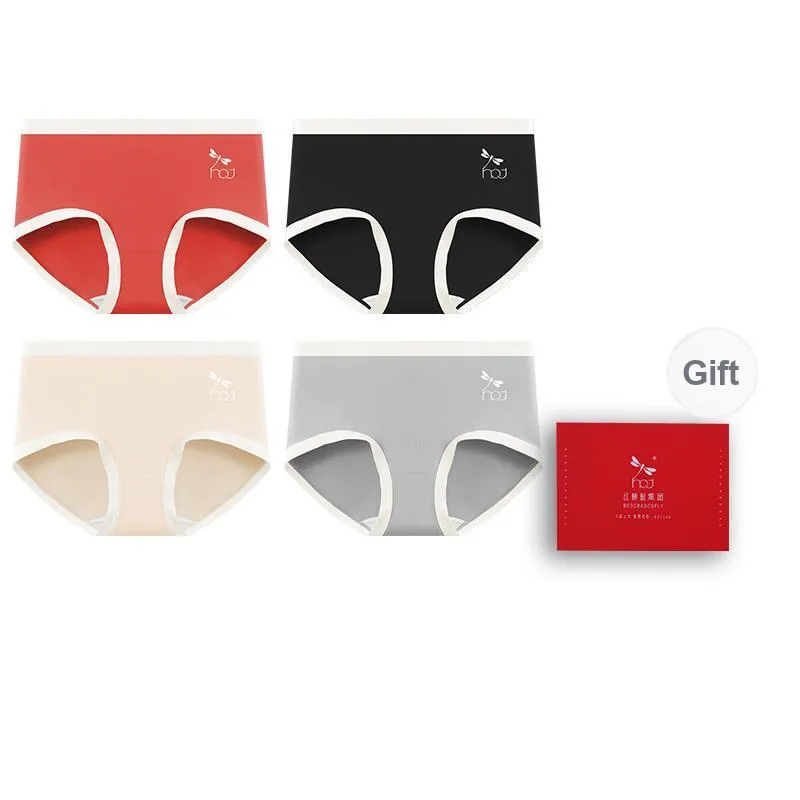 RED DRAGONFLY Cotton Panties Women's 4 Piece Gift Box Sets-12
