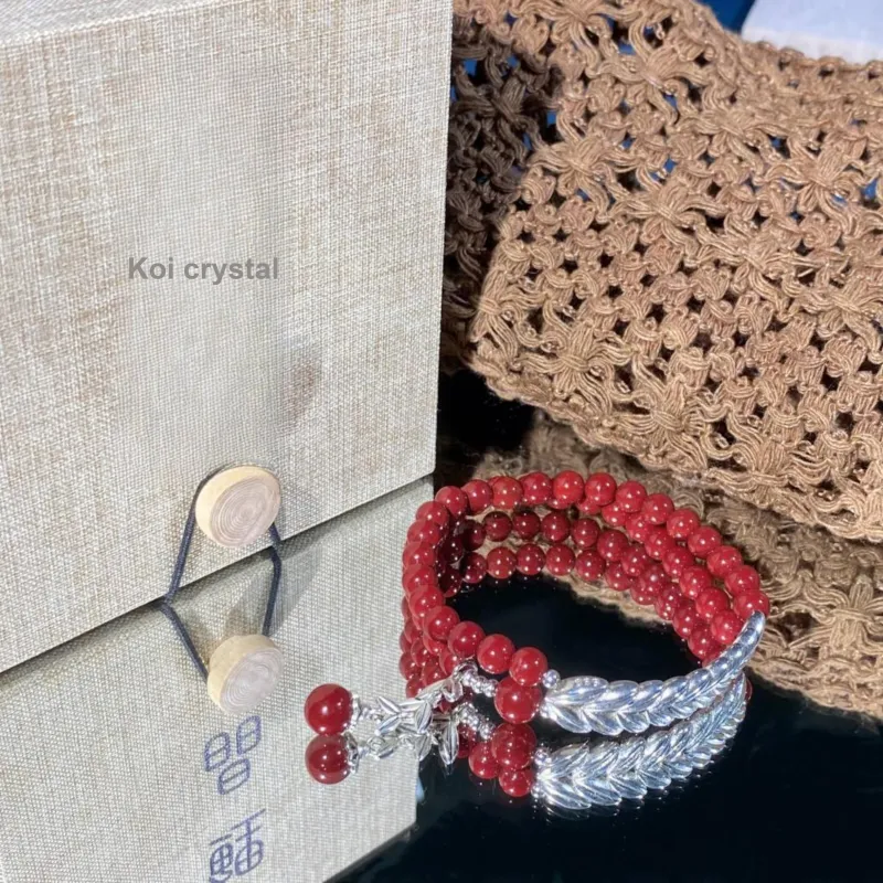 Carp Crystals Reconstructed Cinnabar Jade Bracelets Unisex Reconstructed Cinnabar-2