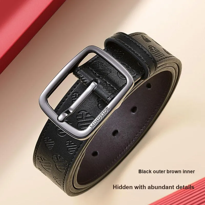 HLA Split Cow Leather Belts Men's 34MM-3