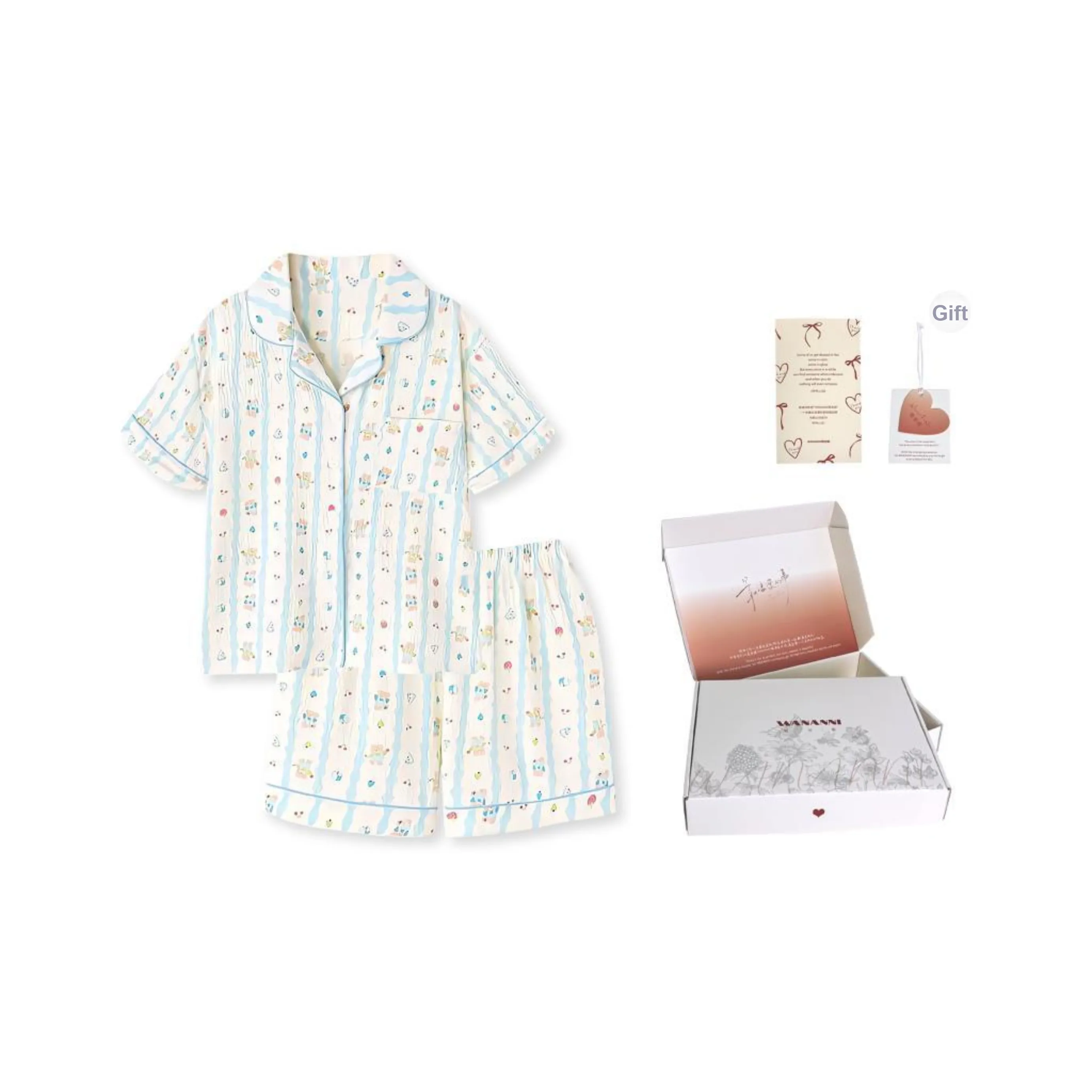 WANANNI Pajama Set Women's Light Blue