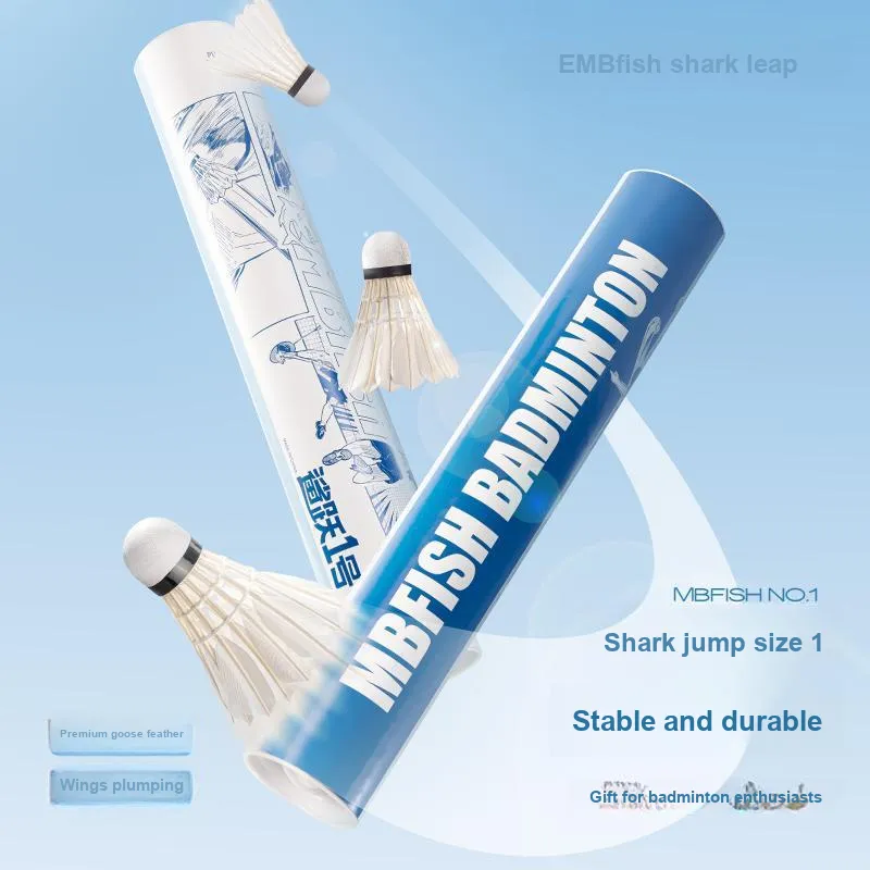 MBFISH Goose Feather Shuttlecock 12 Pack Goose Feather Everyday Training Competition Shuttlecocks-1