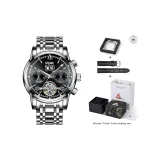 YB13137G1 Silver Case Black Dial, Silver Steel Band (Mobus Bracelet+Strap)