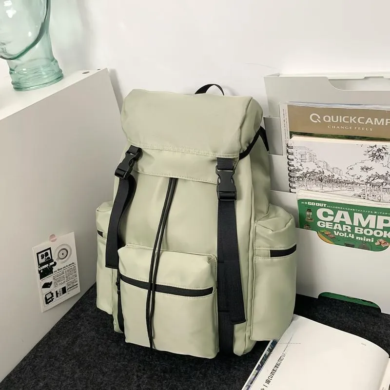 DCLOUD Nylon Backpack Unisex Blue/Black/Grass Green/Army Green/Pink/Khaki-7