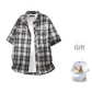 Black White Plaid+White[T-Shirt]