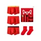 Black Scarf/Solid Color/Gold Scarf/2 Pack Red Socks[3 Pack+2 Pack Socks]