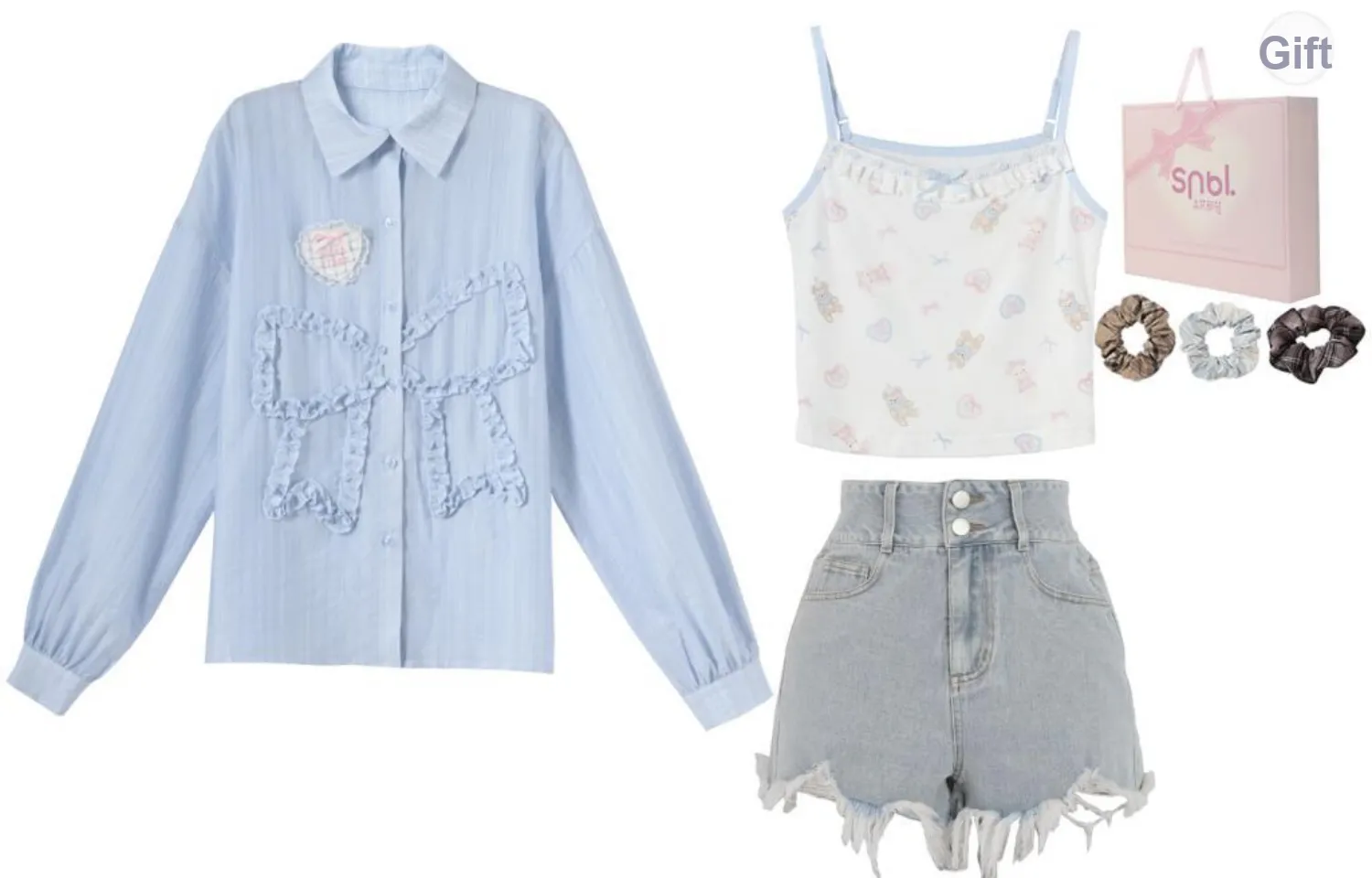 SNBL Casual Suit Women's Shirt+Camisole+Jeans