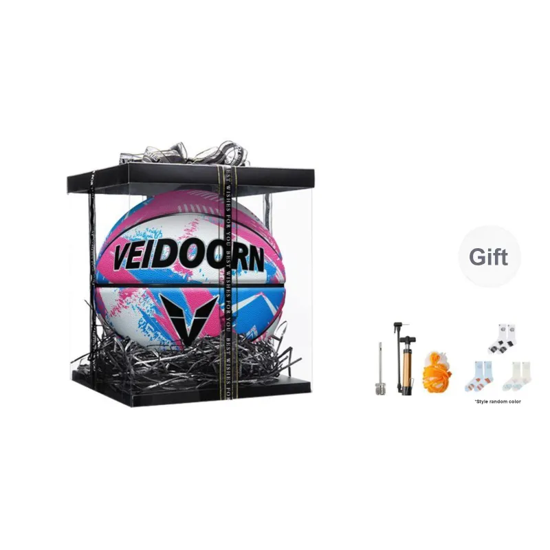 VEIDOORN Mandarin Duck Series PU Basketball Pink Blue Size 7 Ball Size 6 Ball Match Unisex-5