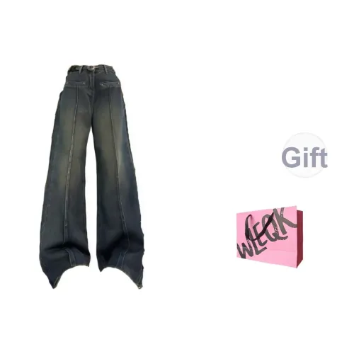 WLEQK Винтажные синие женские джинсы