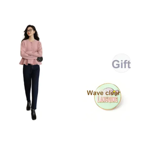 LANGQING Розовый Gifted By Wang Qing Бренд Наклеенный Женский Трикотаж