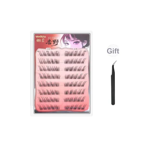 YANROU Постепенная длина Лиса Позиционирование стиля Расклешенные искусственные ресницы Один кластер Утолщение Позиционирование стиля