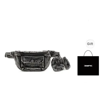 SMFK Rough Twill Denim Fabric Fanny Pack Unisex Storm Gray