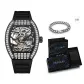 Black Case Black Dial Silicone Strap[Comes with Cuban Bracelet]