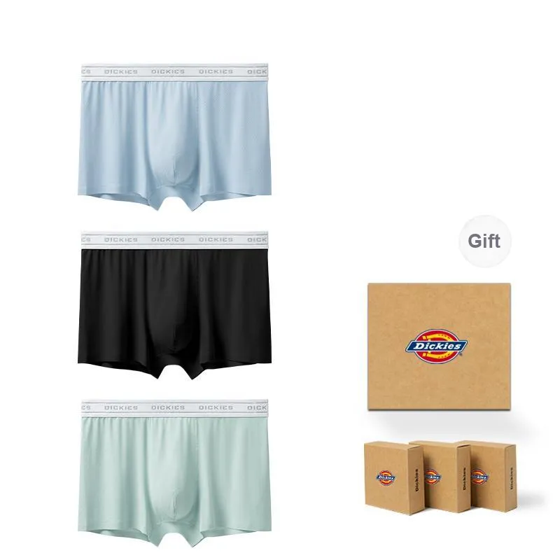 Dickies Underpants Men's Solid Color Comfortable And Breathable Skin Friendly Boxer 3 Pack Gift Box Set-0