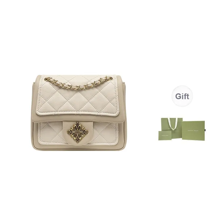 VANESSA HOGAN Cow Leather Chain Bag Shoulder Bag Crossbody Bag Women's Apricot White-4