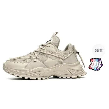 Masongarments Shark Tooth No. 2 Height Increasing Wear Resistant Low Top Chunky Sneakers Unisex Beige