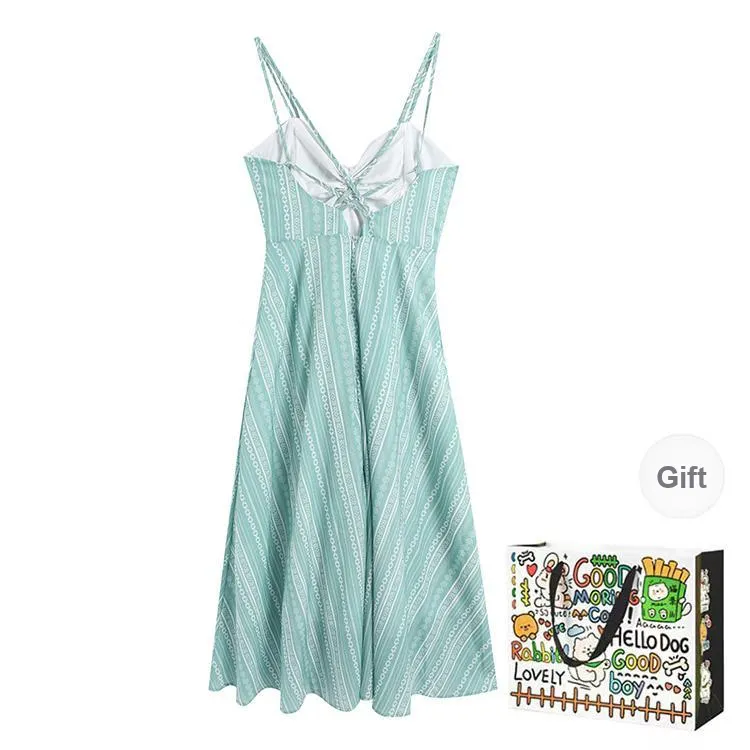 ZVJH Slip Dresses Women's Green-1
