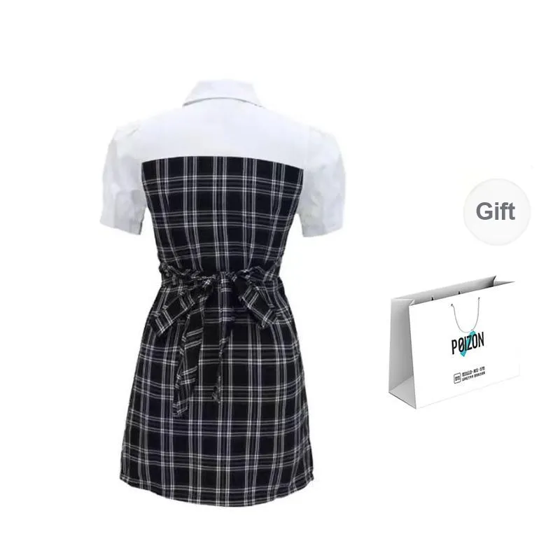 TORIGHT Short Sleeved Dress Women's Black White-7